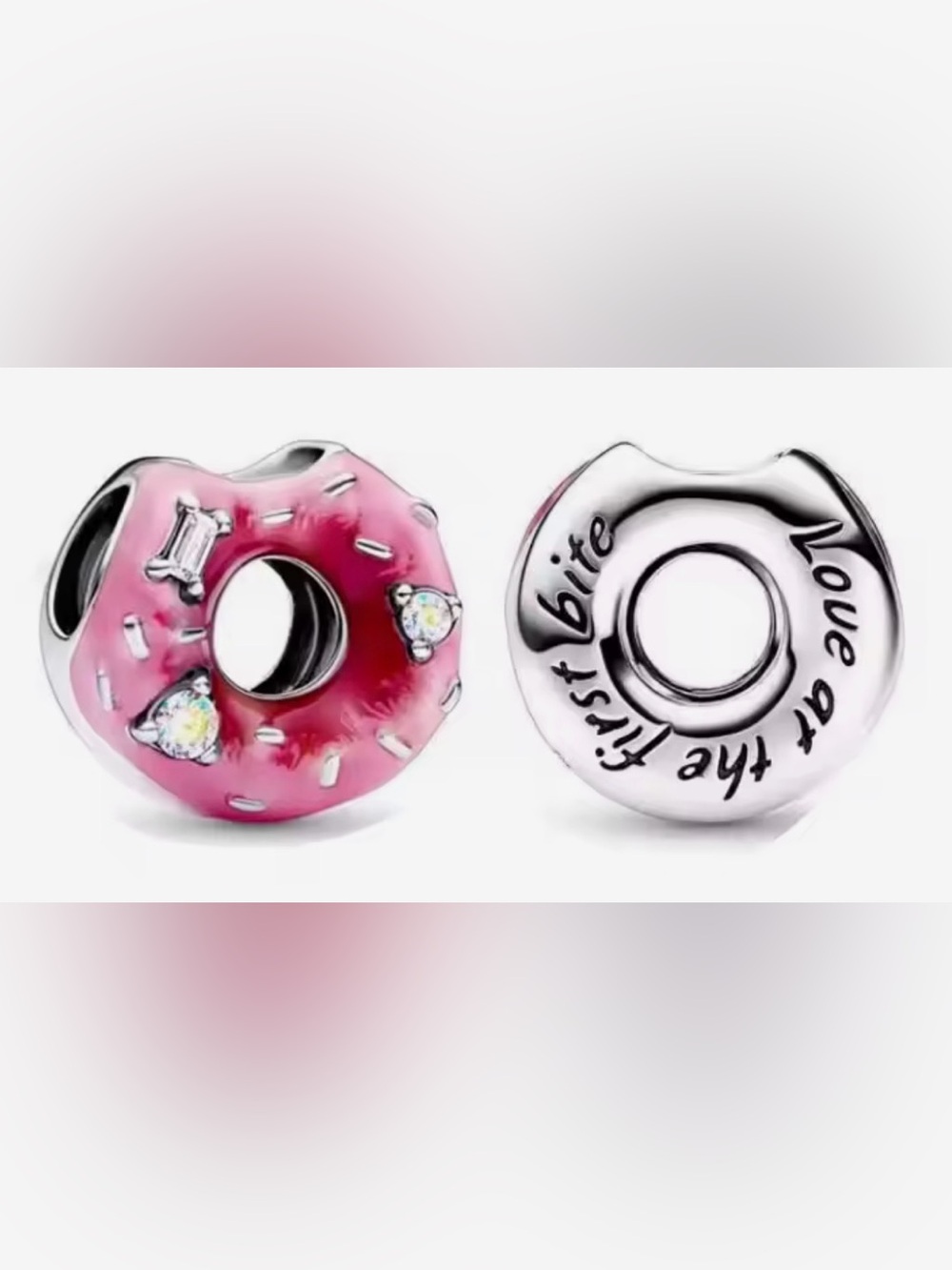 Silver & Pink Donut “Love at the first bite” Charm